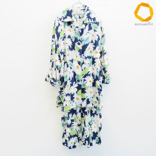 クリスチャンディオール Christian Dior ヴィンテージ セットアップ ワンピーススーツ 花柄 総柄 レディース [x100379]