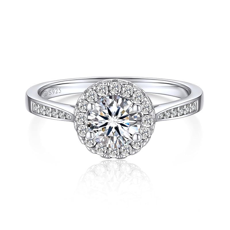 [MomentWish] 指輪 レディース シルバー925 モアサナイト プロポーズリング エレガント 結婚婚約指輪 人工ダイヤモンド 女性 ギフトボックス付き-Size14
