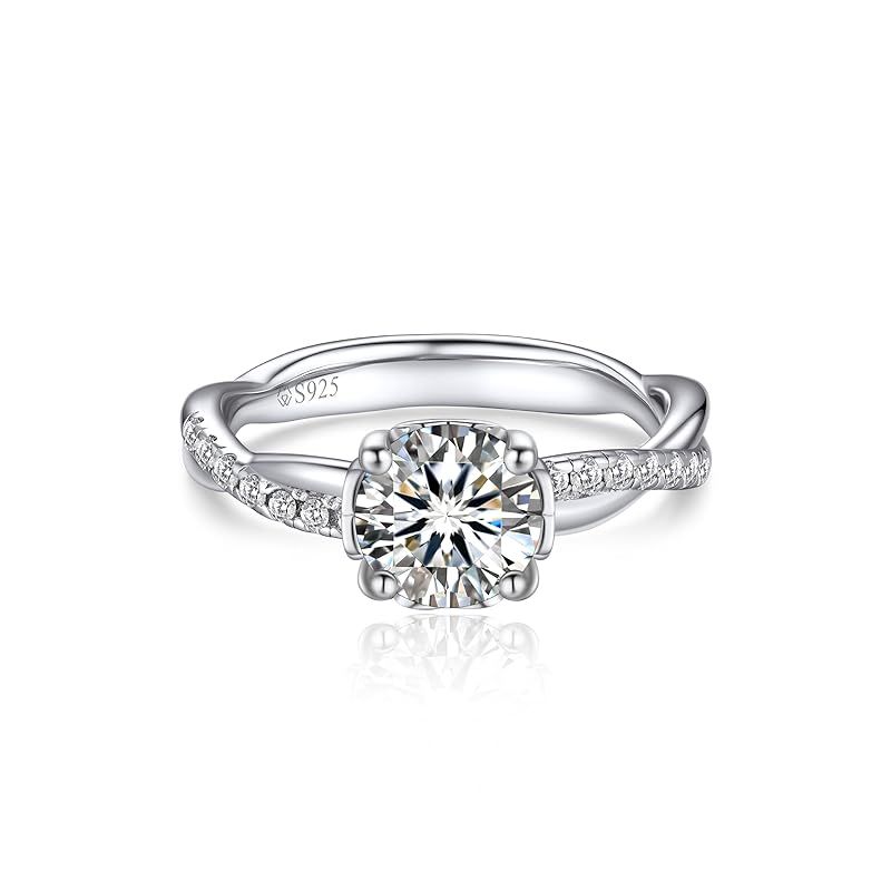 [MomentWish] 婚約指輪 レディース, 1カラット モアサナイト 結婚指輪 プロポーズリング シルバーリング Dカラー 人工 ダイヤモンド ボックス付け-Size11