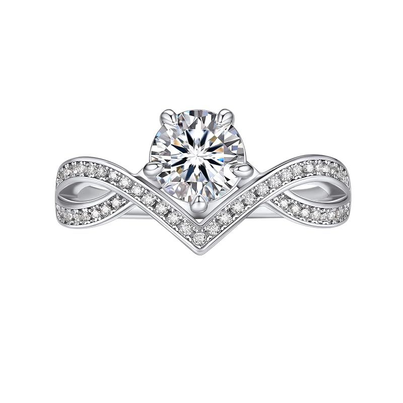 [MomentWish] 指輪 レディース, 1カラット モアサナイト シルバーリング925 結婚指輪 プリンセス王冠 プロポーズリング 人工ダイヤモンド 記念日 プレゼント ボックス付け-Size9