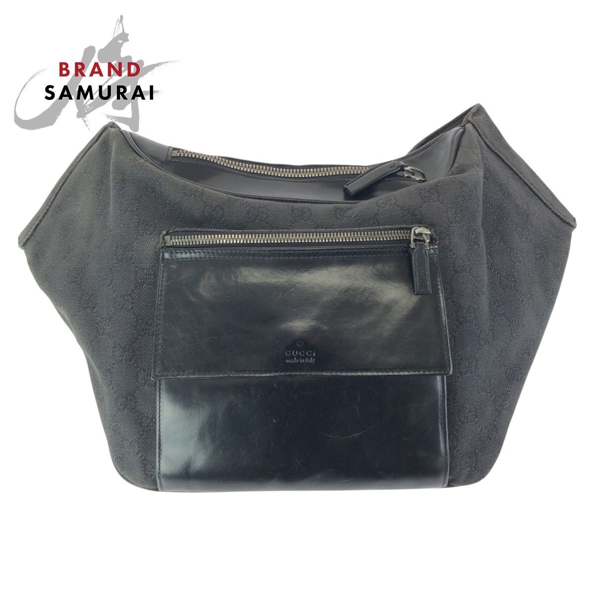 GUCCI グッチ ブラック 黒 シルバー金具 GGキャンバス/レザー 101679 ボディバッグ ショルダーバッグ メンズ 602158【中古】