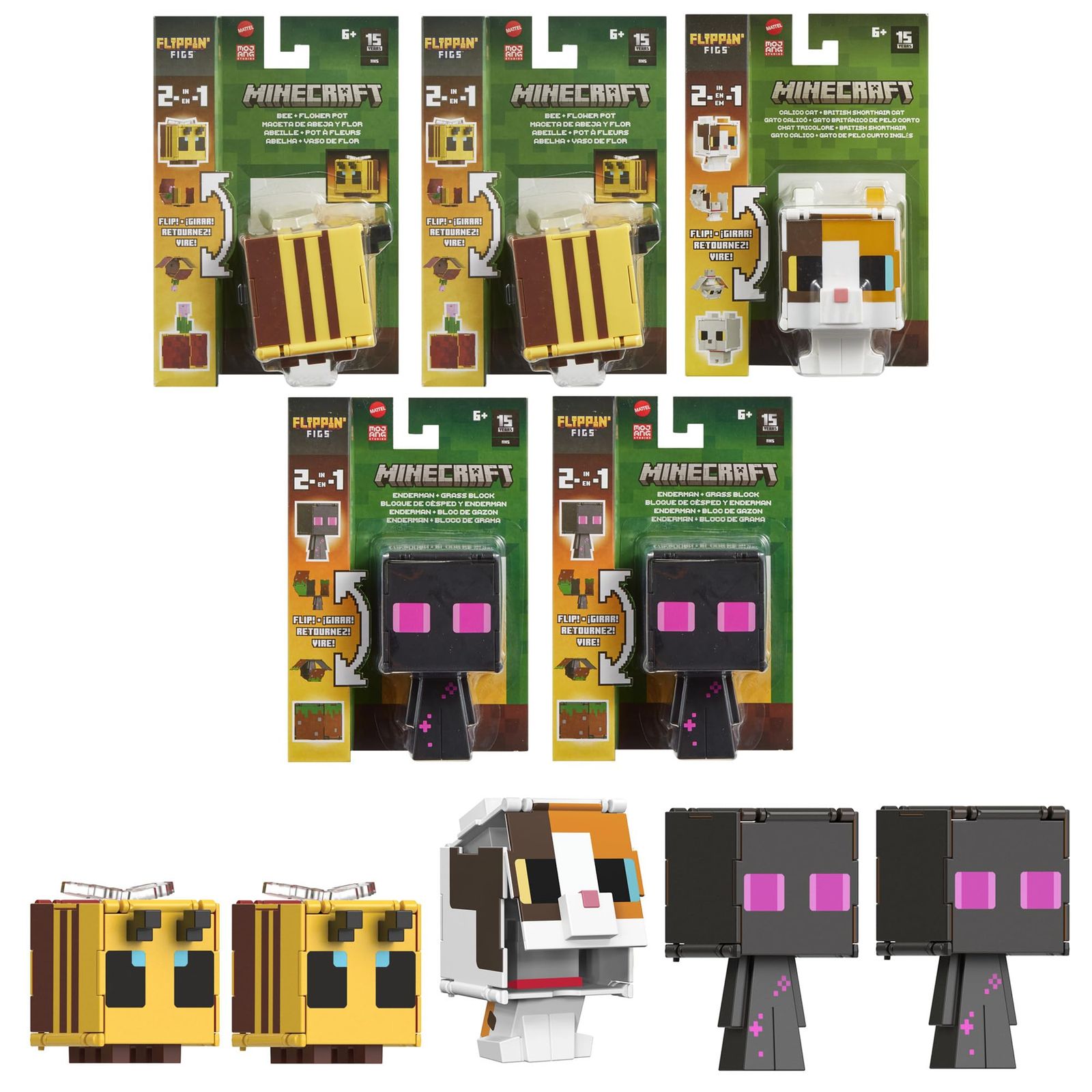 新品 マテル マインクラフト(MINECRAFT) 超展開フィギュア Cアソート 5体入り Box販売 子供向けフィギュア 6歳から 986C-HTL43