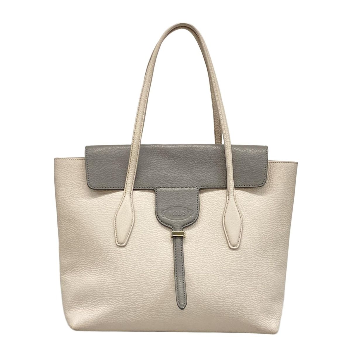 TOD'S(トッズ) トートバッグ ANX ショッピング/ニュージョイ XBWANXA0300RIB8Z38 ライトグレー×グレー レザー