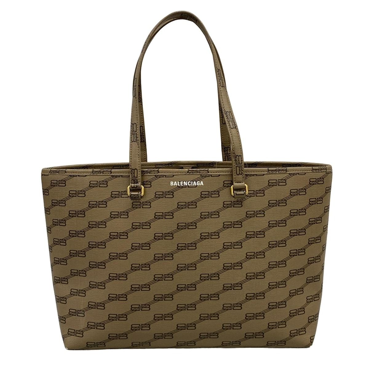 BALENCIAGA(バレンシアガ) トートバッグ BBモノグラム シグネチャー ミディアムショッパー 702698 ブラウン×黒