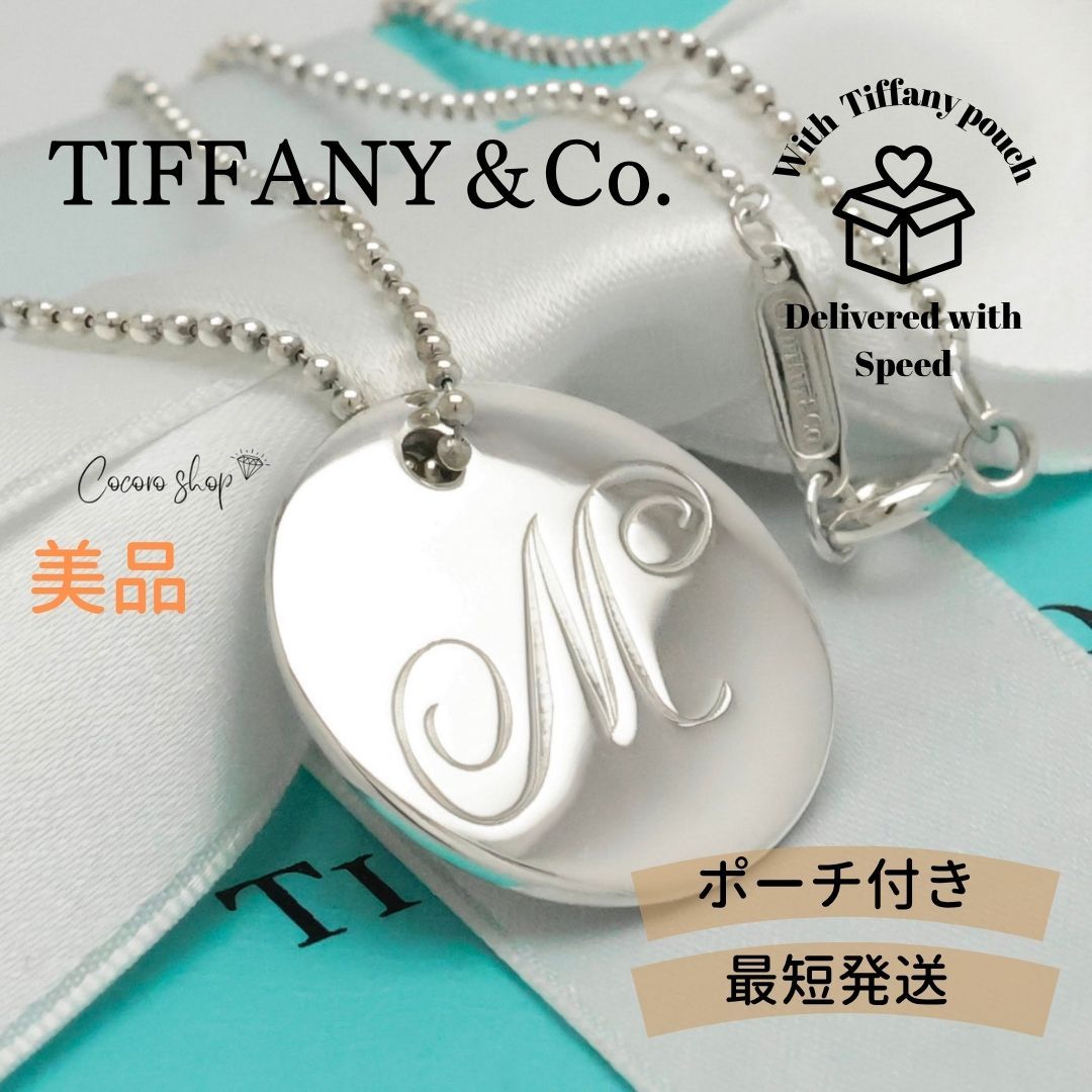 【美品】ティファニー TIFFANY&Co. ミディアム ノーツ レター ラウンド イニシャル M ディスク ボール チェーン ネックレス AG925