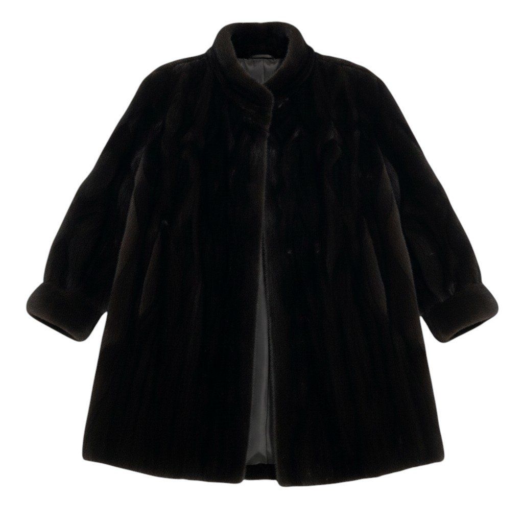 76e14 BLACKGLAMA ブラックグラマ 紋様柄 ダークミンク ロングコート サイズF ダークブラウン 最高級本毛皮 Mink Fur Long Coatt18r