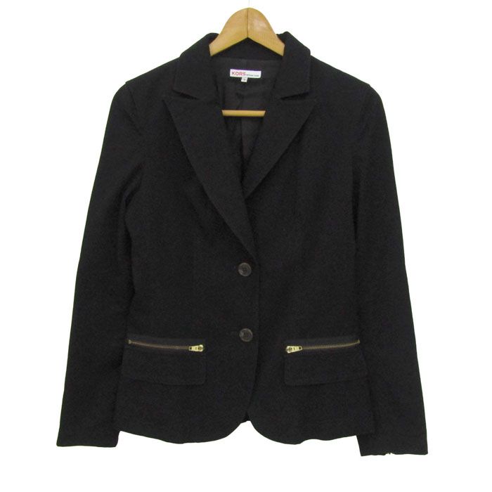 マイケルコース テーラードジャケット KORS 袖ジップ アウター レディース 4サイズ ブラック Michael Kors 【中古】