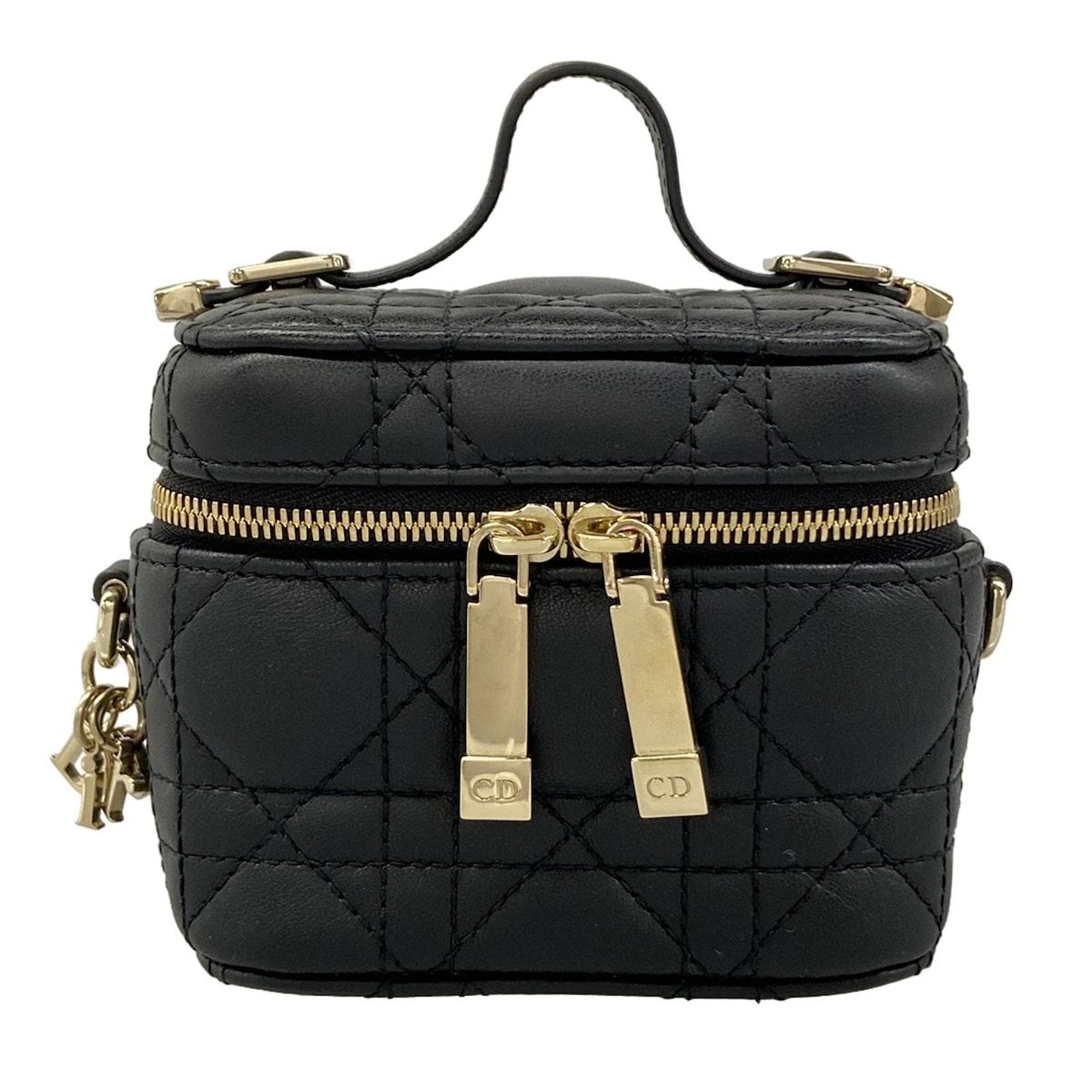 DIOR/ChristianDior(ディオール/クリスチャンディオール) バニティバッグ カナージュステッチ 黒 ミニバッグ レザー