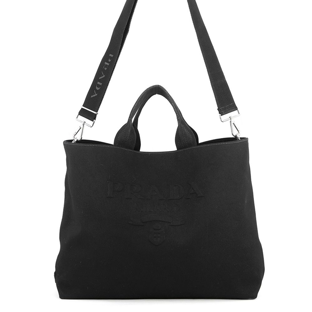 プラダ トートバッグ ドリル DRILL ロゴ キャンバス 1BG395 PRADA 2wayショルダーバッグ 黒