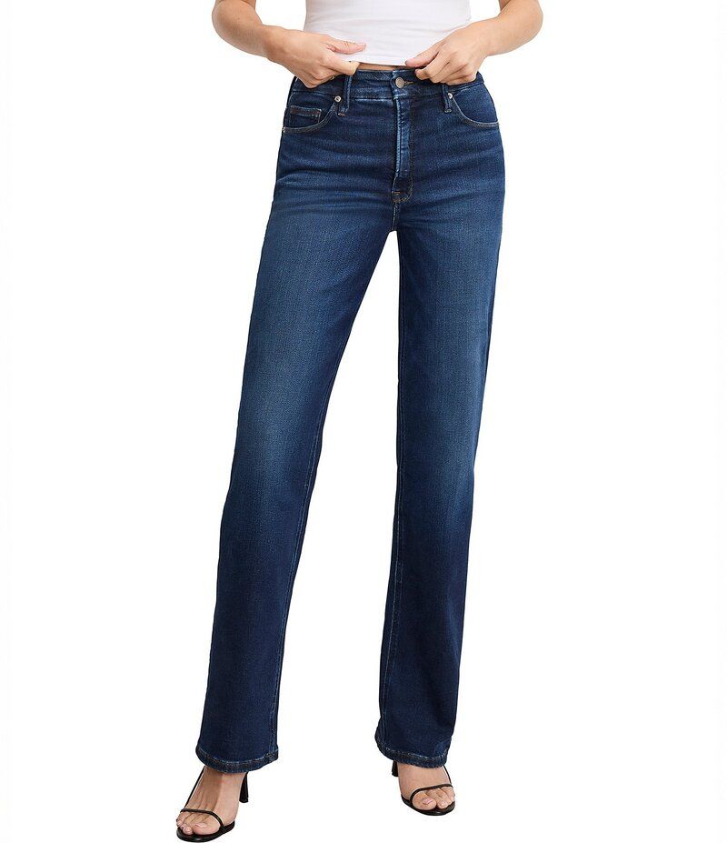 グッドアメリカン レディース ボトムス デニムパンツ ストレート デニム ジーンズ Good American Soft Tech Good True Straight Leg High Rise Denim Jeans Indigo インディゴ