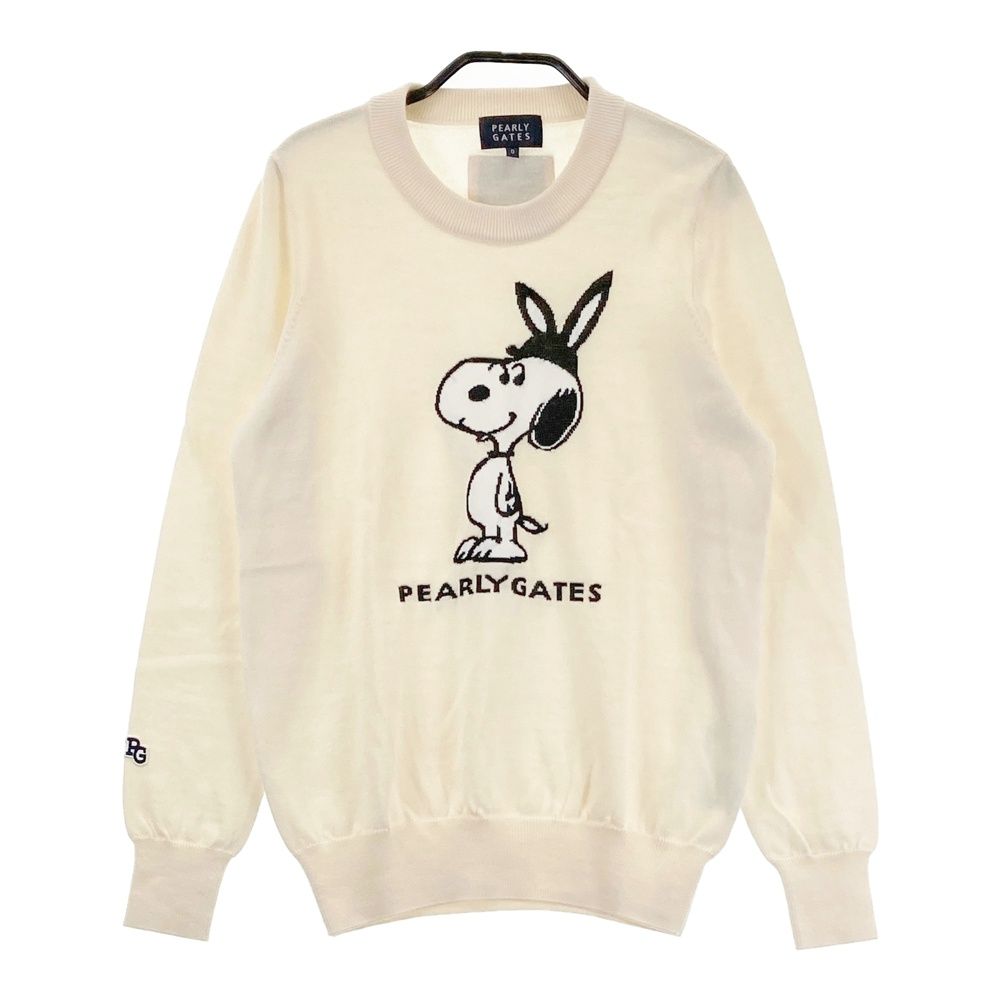 サイズ：0 PEARLY GATES パーリーゲイツ ×PEANUTS ウール ニットセーター スヌーピー ホワイト系 [240101601510] ゴルフウェア レディース ストスト