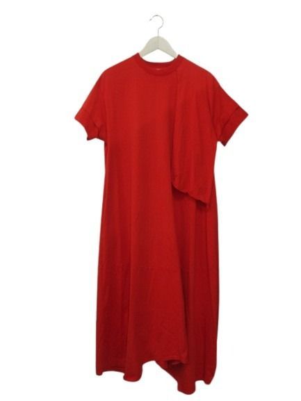 ヘリンドットサイ HeRIN.CYE Layered dress ワンピース F 半袖 アシンメトリー レッド 赤