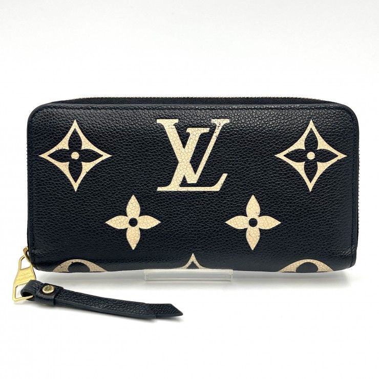 LOUIS VUITTON(ルイ・ヴィトン)ジッピーウォレット モノグラム・アンプラント バイカラー ラウンドファスナー長財布 ブラック ベージュ ゴールド金具 M80481【中古】