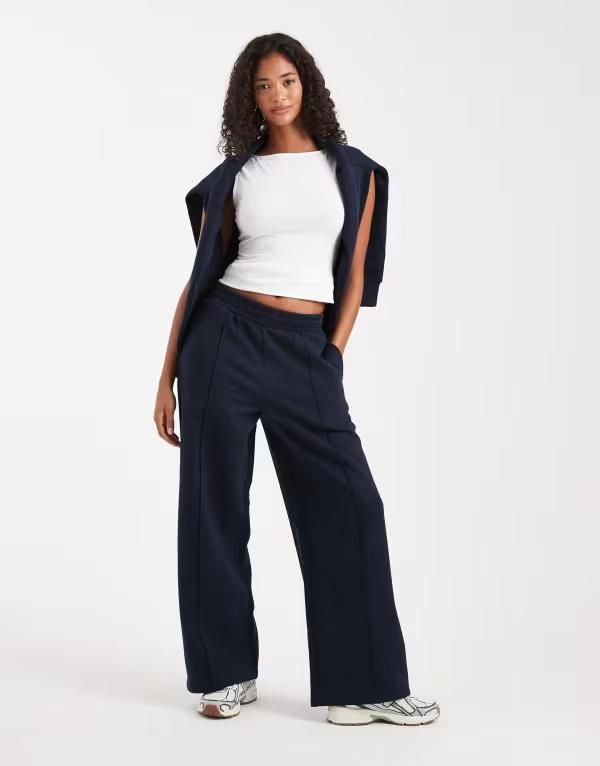 ミスセルフフリッジ レディース ボトムス カジュアルパンツ ワイドレッグ パンツ スウェットパンツ Miss Selfridge wide leg sweatpants NAVY ネイビー