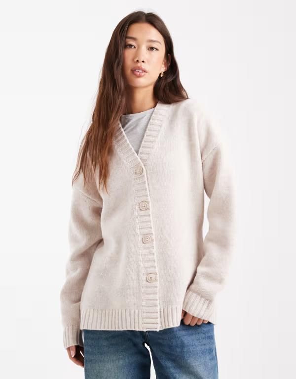 エイソス レディース アウター カーディガン ウール ASOS DESIGN longline waisted lambswool cardigan Marshmallow ホワイト