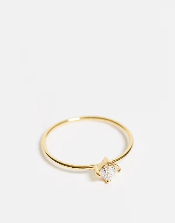 キングスリーライアン レディース アクセサリー リング Kingsley Ryan gold plated solitaire ring Clear ゴールド