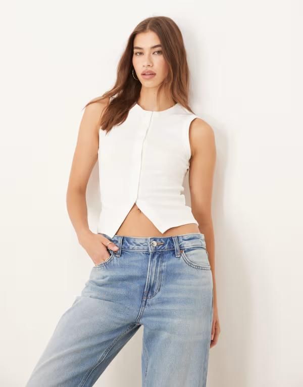 コットンオン レディース トップス ベスト Cotton Charlie button frontank WHITE ホワイト