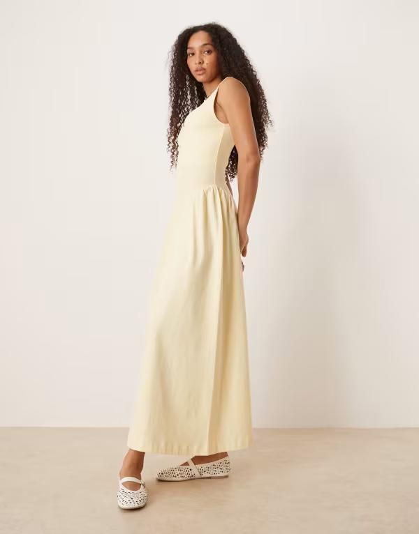 エイソス レディース トップス ワンピース マキシワンピース スカート マキシ ASOS DESIGN summer maxi dress with full skirt in lemon LEMON