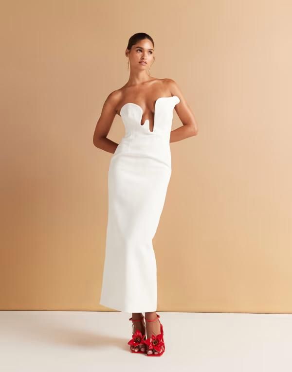 バードット レディース トップス ワンピース ミディワンピース ミディ Bardot Rosalyn midi dress in orchid ORCHID WHITE ホワイト