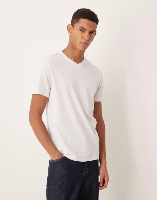 マンゴ メンズ トップス Tシャツ リラックスフィット Vネック Mango relaxed fit vneck Tshirt WHITE ホワイト