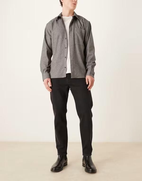 マンゴ メンズ ボトムス デニムパンツ コットン Mango Ben 100 cotton tapered jean Black ブラック
