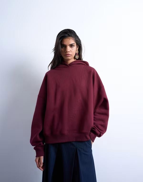 トップショップ レディース アウター パーカー・スウェット パーカー Topshop ultimate hoodie Burgundy バーガンディ