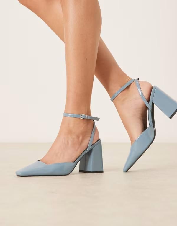レイド レディース シューズ ヒール RAID Cordeliya block heel slingback shoes PU Blue pu ブルー
