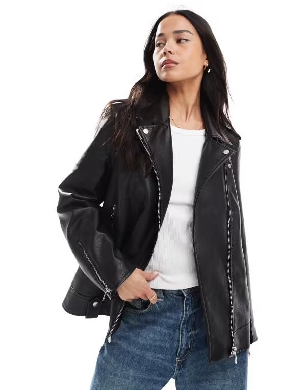 オンリー レディース アウター ジャケット・ブルゾン レザー フェイクレザー Only faux leather jacket Black ブラック