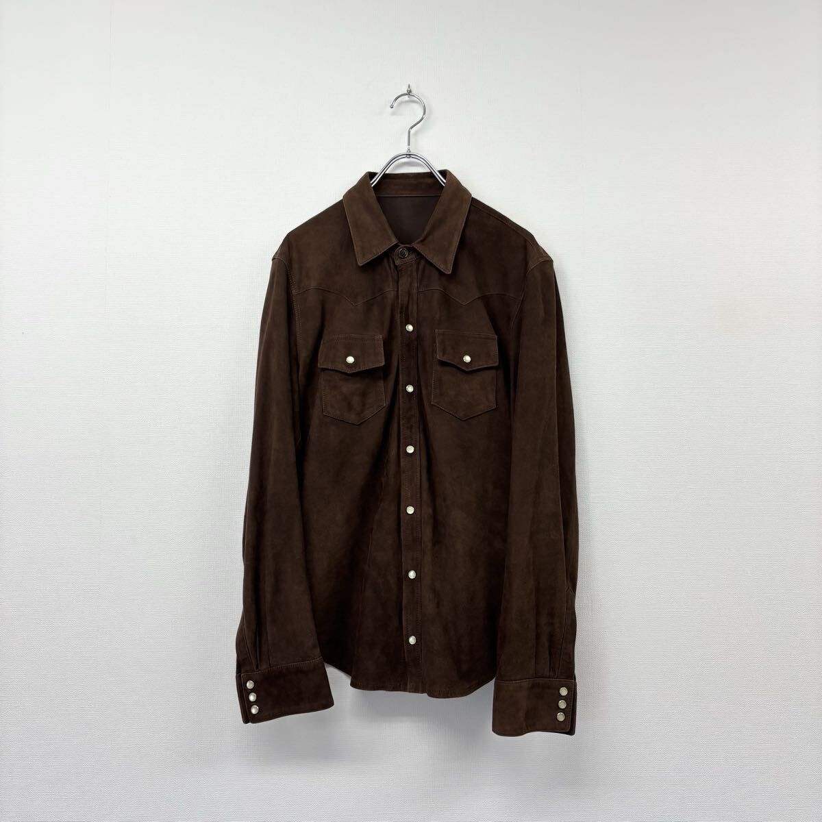 FORTELA フォルテラ x BEAMS ビームス EX 山羊 スエード レザー ウエスタン シャツ SHIRT FORT01 ブラウン 系 サイズ 50 805-0180