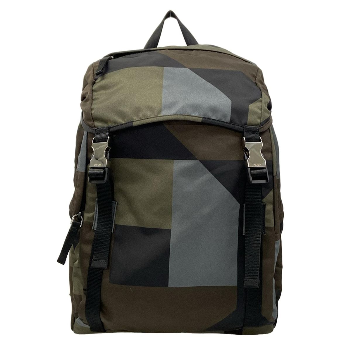 PRADA(プラダ) リュックサック美品 - 2VZ062 ダークグリーン×黒×マルチ