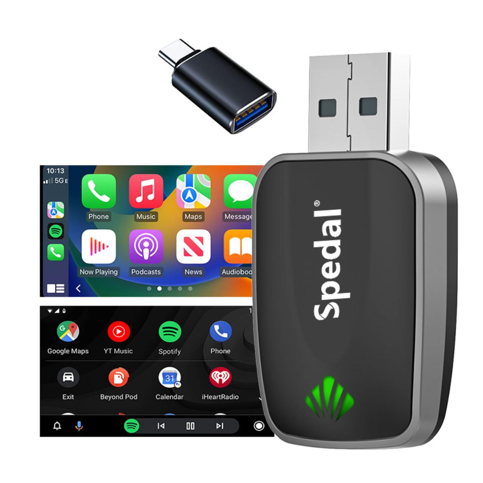 【2026最新Miniワイヤレスアダプター】Spedal 2in1 CarPlay＆Android Autoワイヤレス アダプター CarPlay＆AndroidAutoをワイヤレス化 既存の有線CarPlay/Android Auto搭載車専用 プ ...