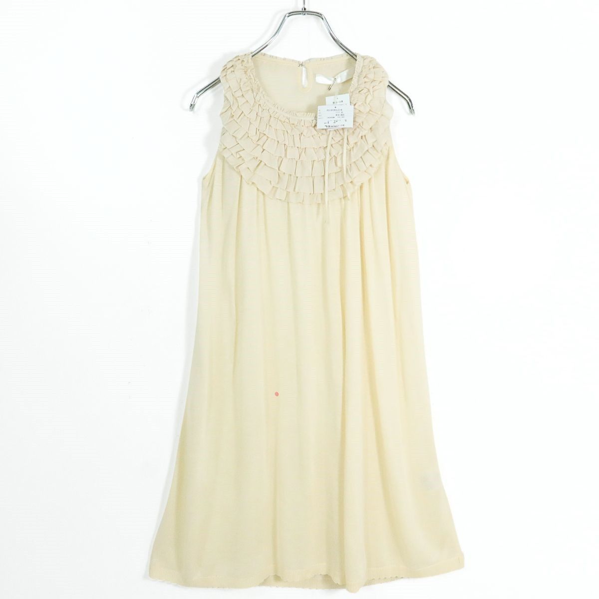 ピンクハウス★かぶせ段々フリル♪ニットのノースリーブワンピース ベージュ系 薄手 無地 z19575 9,750円