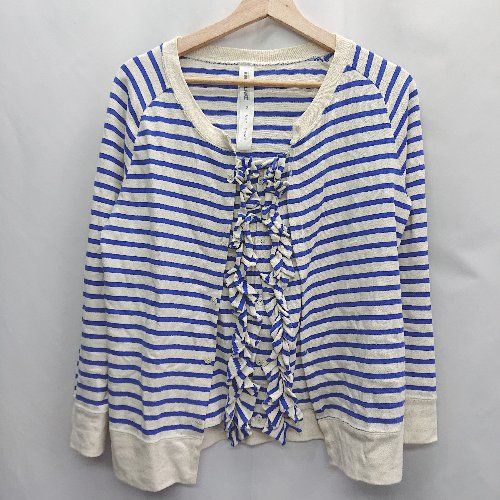 ◇ ◎ Ray BEAMS レイビームス SWANLAKE ボーダー柄 長袖 カーディガン サイズ表記なし ホワイト ブルー レディース E 【1406180094782】