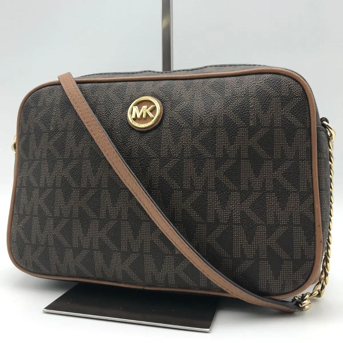 美品 MICHAEL KORS マイケルコース ショルダーバッグ チェーン MK柄 総 