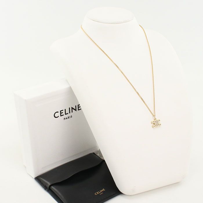 CELINE セリーヌ ラインストーン トリオンフ ネックレス メタル【中古】 レディース