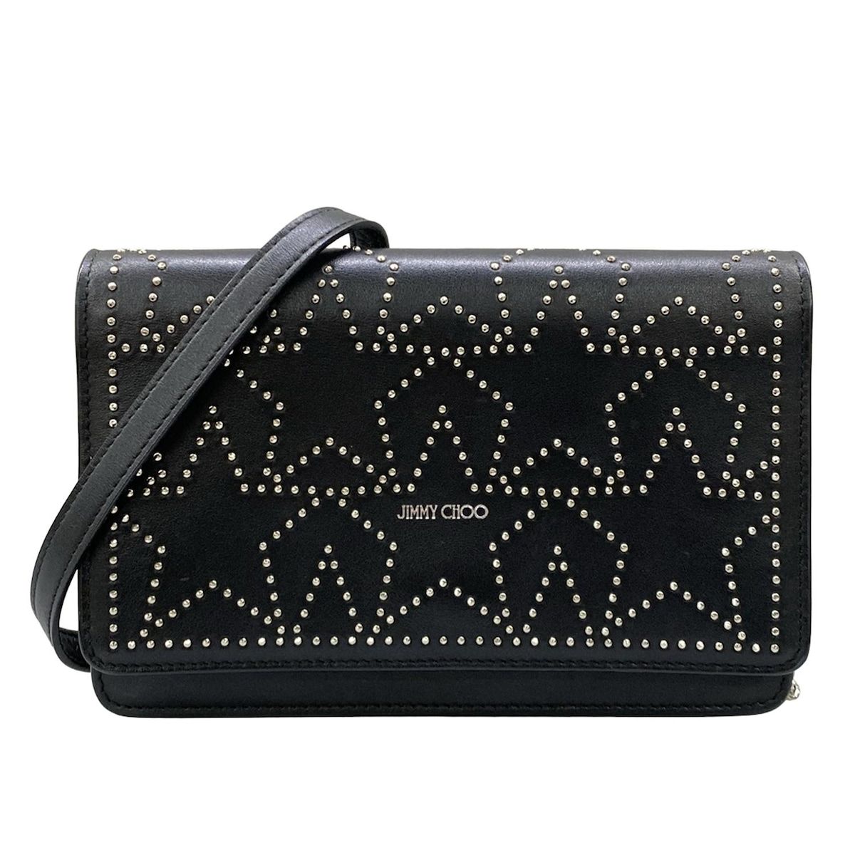 JIMMY CHOO(ジミーチュウ) 財布 - 黒 スタースタッズ/ホログラムシールあり レザー