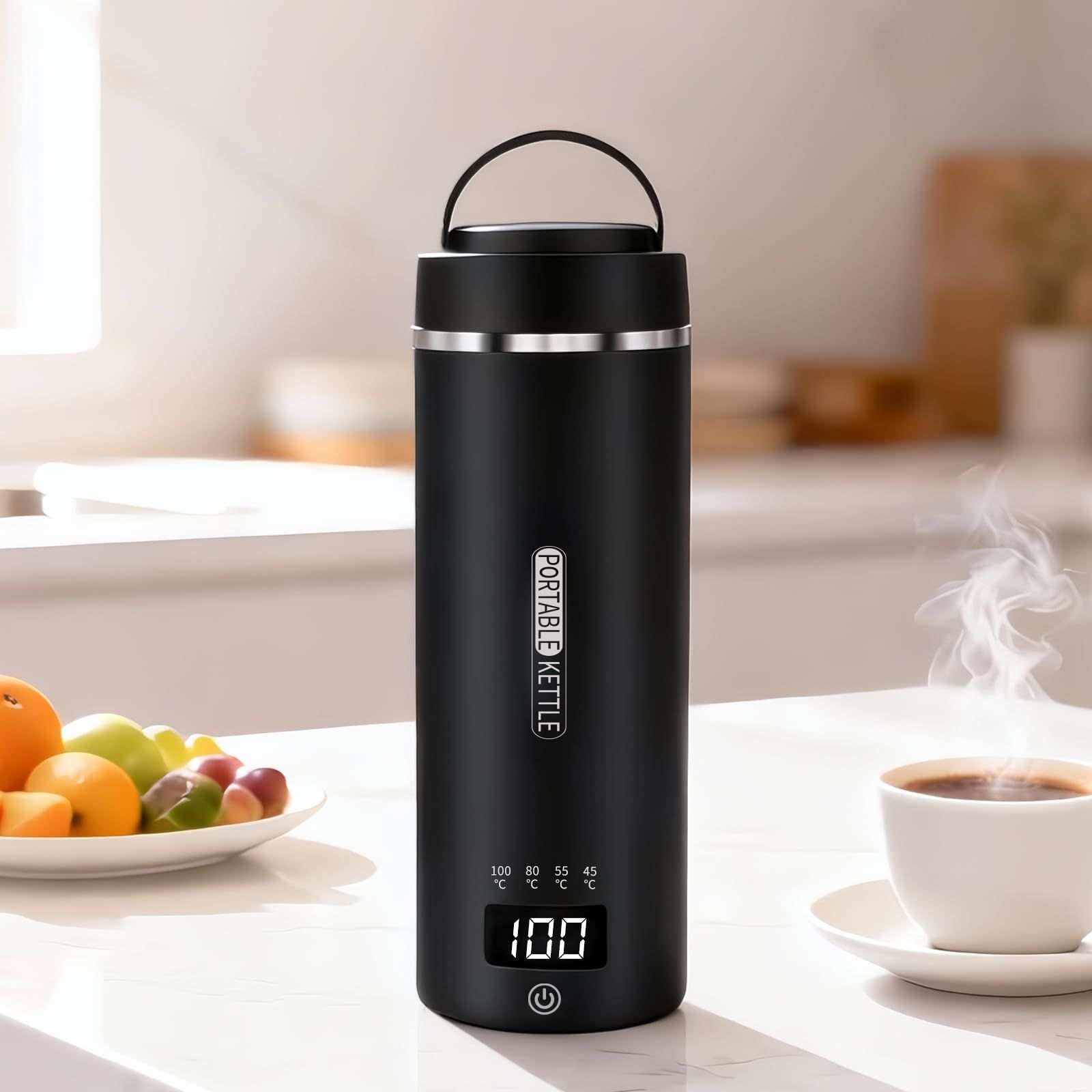 電気ケトル 4つの温度設定 プラグイン式 小型 持ち運びケトル 304食品級ステンレス鋼 トラベルケトル 300W低消費電力 空焚き防止 漏水防止 ポータブル電気ケトル PSE認証済み 日本語説明書付属 （黒色）wb a8185458