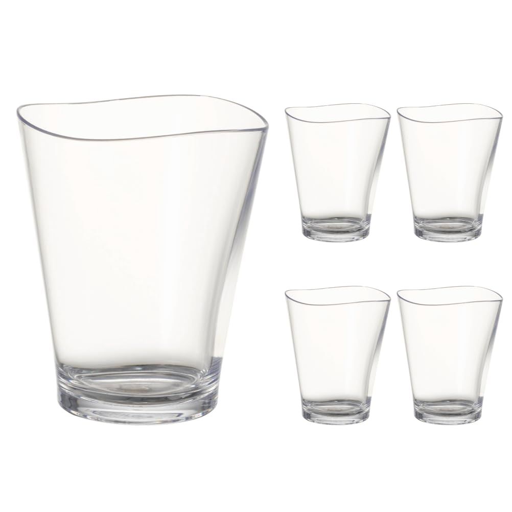 IJ 割れない グラス 5個入り コップ 240ml 電子レンジ 食洗機 対応 日本製 アウトドア 子ども レストラン かわいい おしゃれ クリア タンブラー ビール コーヒー プラスチック 耐熱温度 100度 ホット ゆらぎタンブラー トライタン 重なkoe