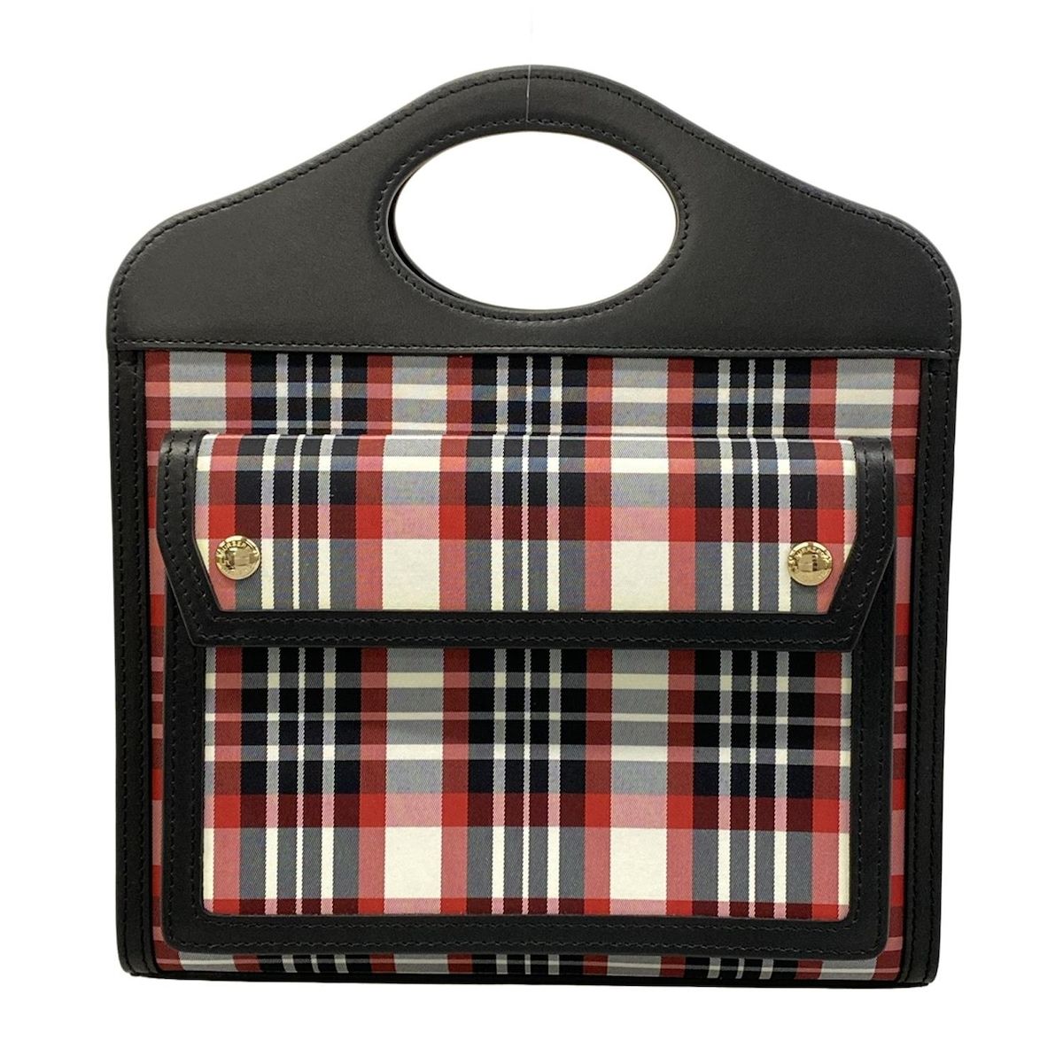 BURBERRY LONDON ENGLAND(バーバリーロンドンイングランド) ハンドバッグ ミニポケットバッグ 8035841 黒×白×レッド チェック柄 レザー