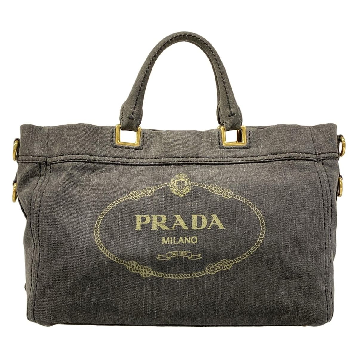 PRADA(プラダ) トートバッグ CANAPA BN2069 グレー×カーキ 革タグ