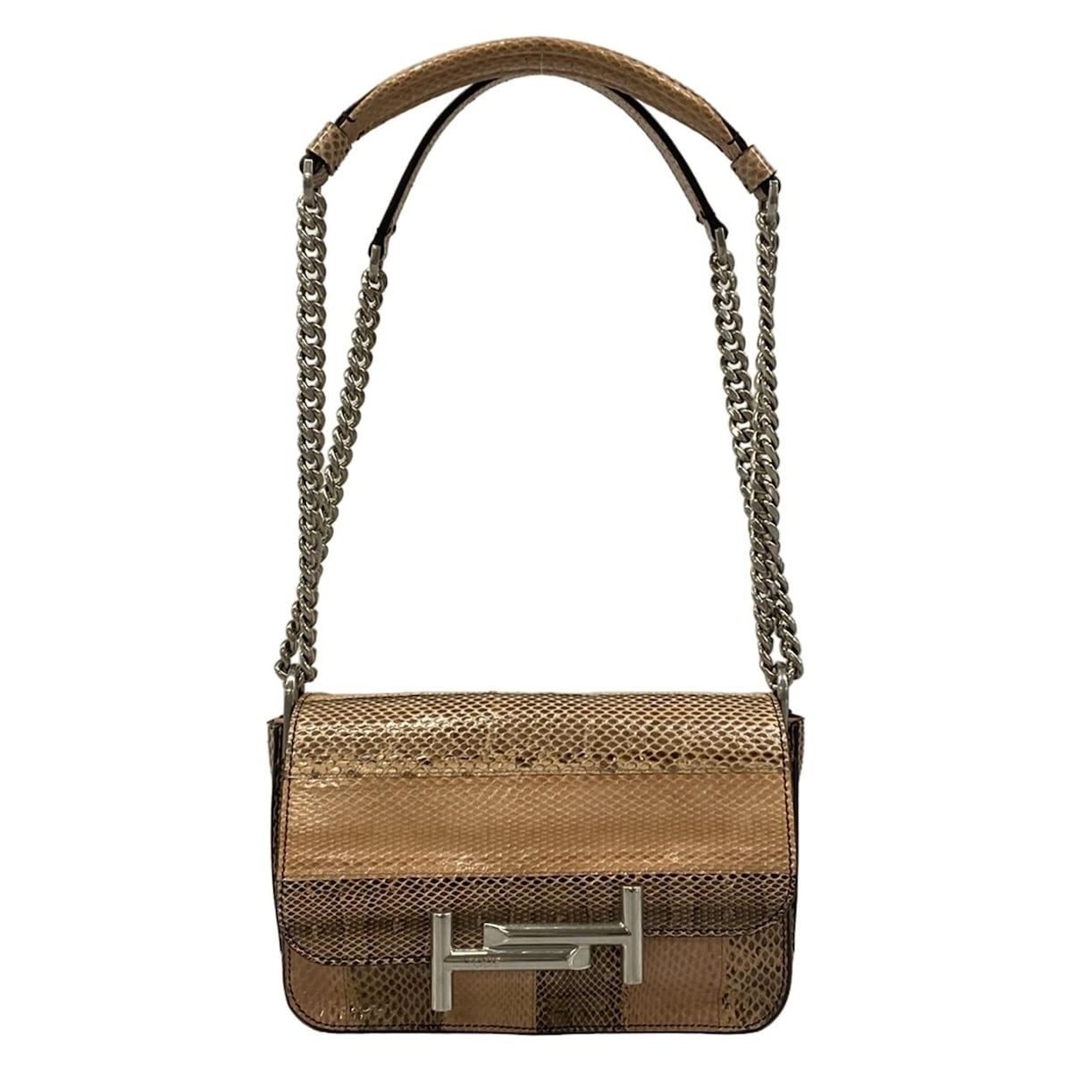TOD'S(トッズ) ショルダーバッグ Amu(アム)/ダブルT XBWAMUBQ101GQ6M610 ピンクベージュ×ブラウン チェーンショルダー 32,110円