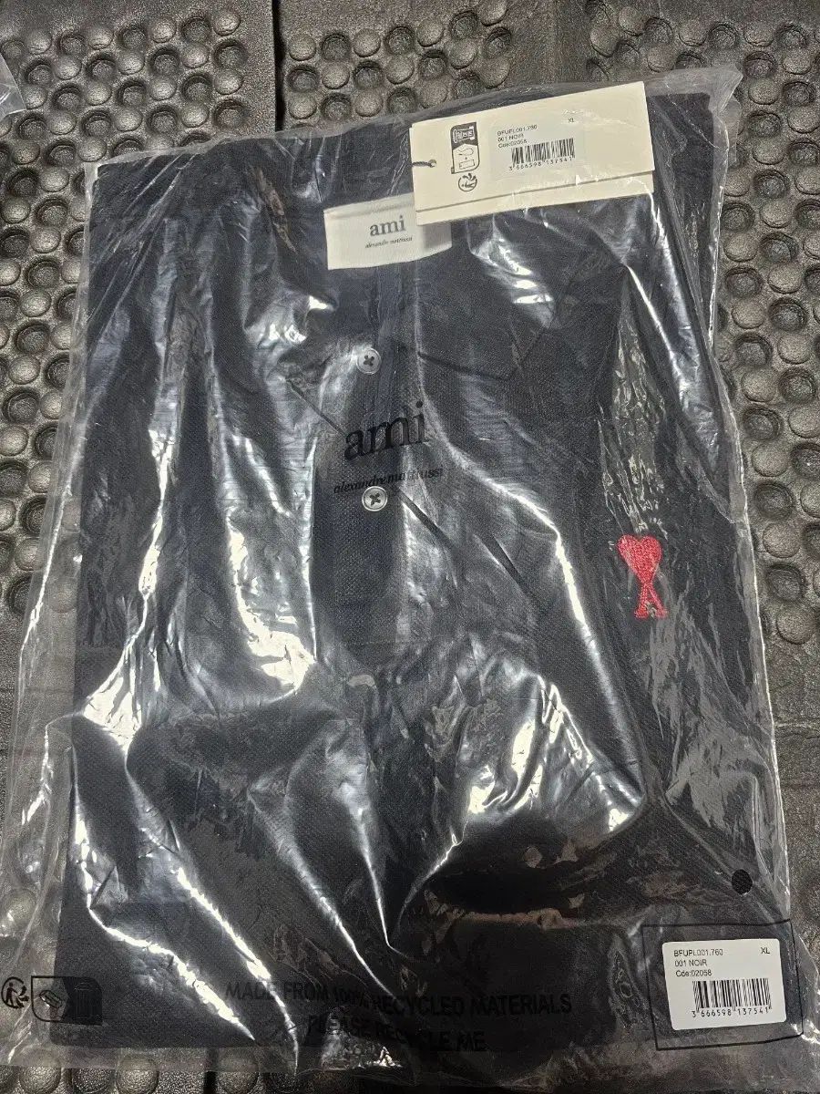 アミ スモール ハート ブラック 半袖 ポロ XL