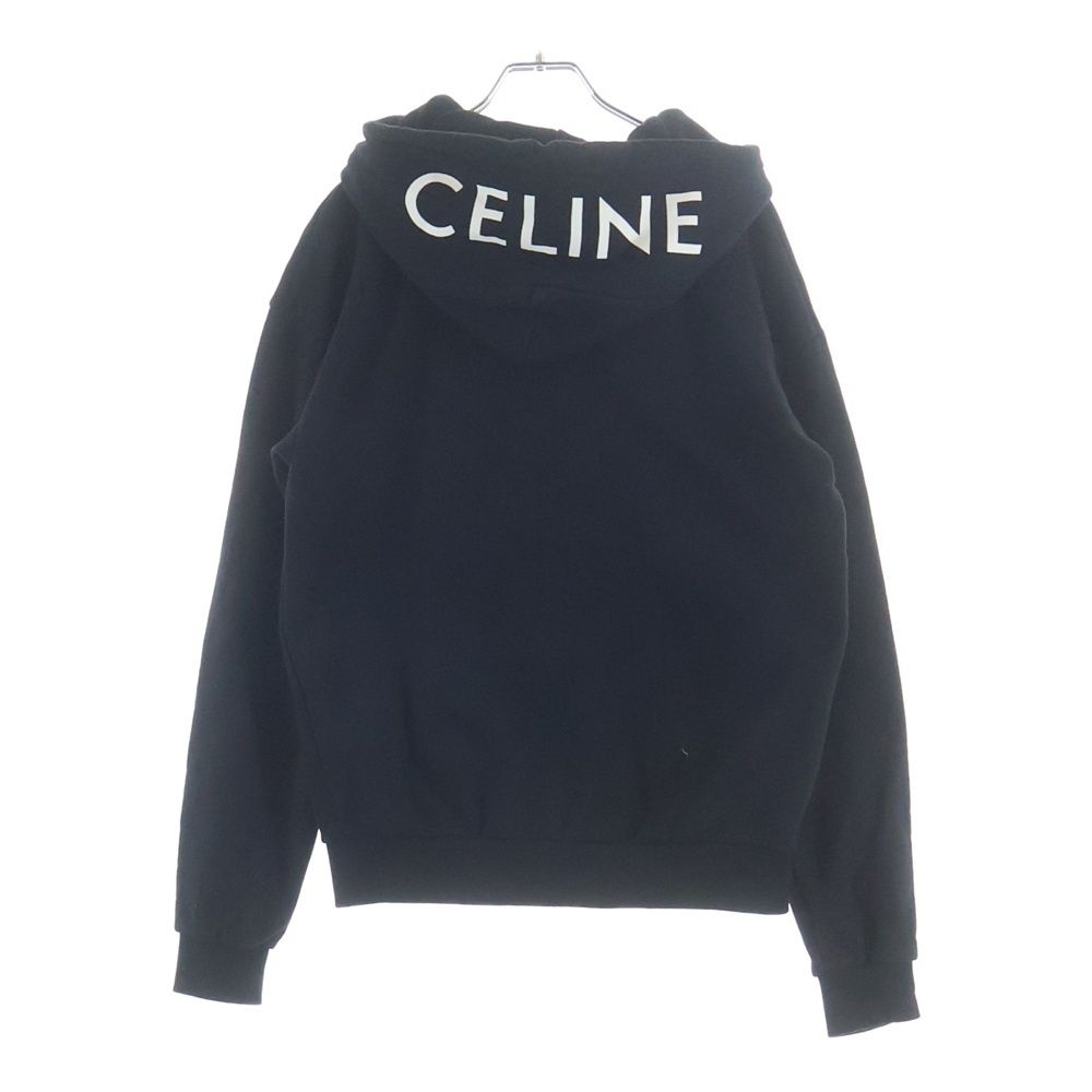 CELINE (セリーヌ) フードロゴプリント ジップアップパーカー フーディ ブラック