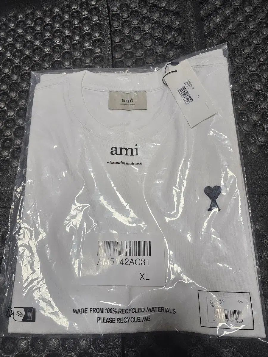 アミ スモール ハート ロゴ 半袖Tシャツ 白 XL