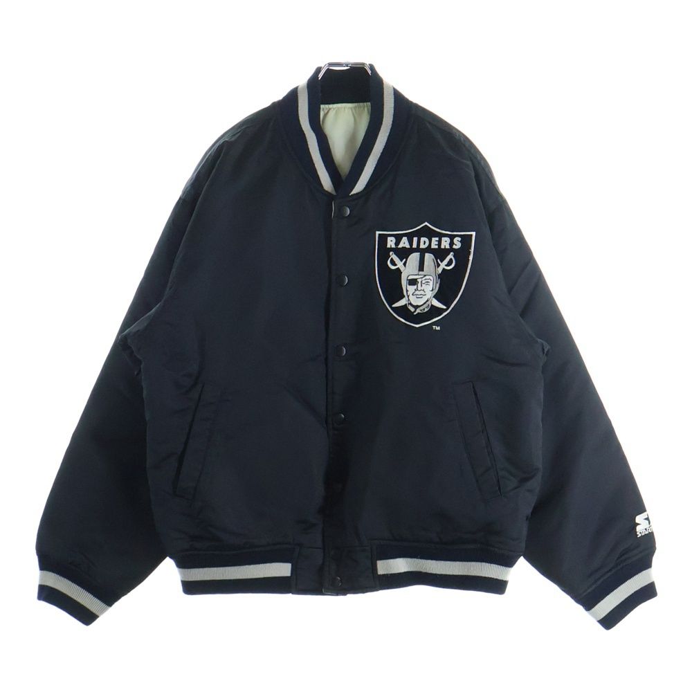 NFL エヌエフエル RAIDERS CHALK LINE USA製 レイダース チョーク ライン ロゴワッペン ナイロン スタジアム ジャケット ブラック/グレー NFL (エヌエフエル) RAIDERS CHALK LINE USA製 レイダース チョーク