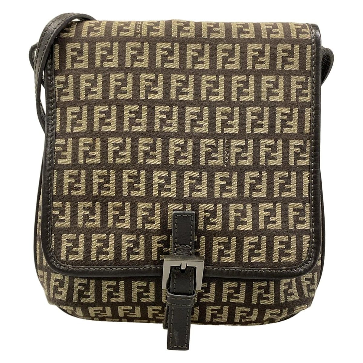 FENDI(フェンディ) ショルダーバッグ ズッキーノ柄 8BT052 ダークブラウン×カーキ レザー