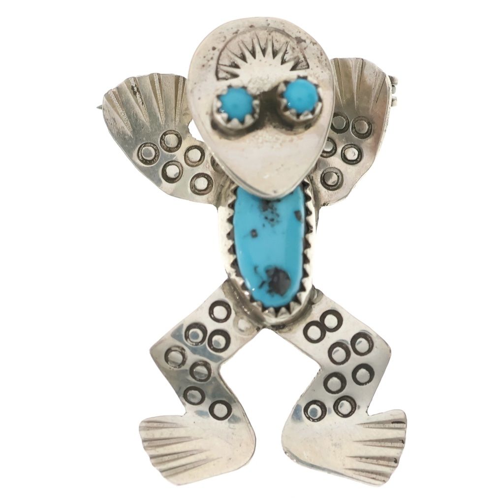INDIAN JEWELRY (インディアンジュエリー) NAVAJO Doris Small Canyon ナバホ族 ドリススモールキャニオン カエル ブローチ ペンダントトップ シルバー/ターコイズ 12,943円