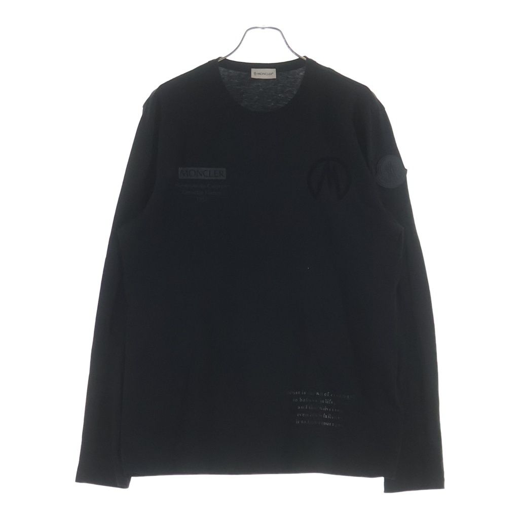 MONCLER (モンクレール) ラバーワッペン付き 長袖Tシャツ ロングスリーブカットソー ブラック F20918D70710