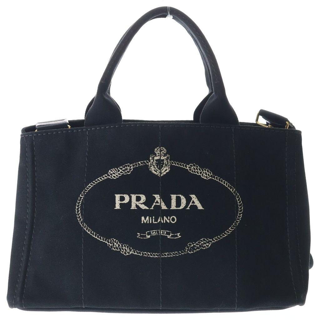 PRADA (プラダ) カナパ2WAYショルダーバッグ ハンドバッグ ブラック キャンバス BN2642 ゴールド金具