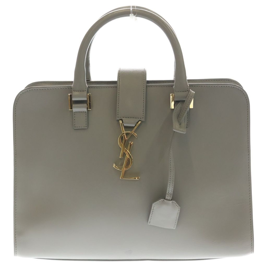YVES SAINT LAURENT (イヴサンローラン) ベイビーカバス レザー ハンドバッグ グレー ARS472469Y 1017 ゴールド金具